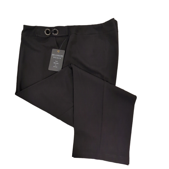 Zac & Rachel Black Dress Pants with Metal Hoop Detail on Waist Plus Size 20W - Picture 2 of 3